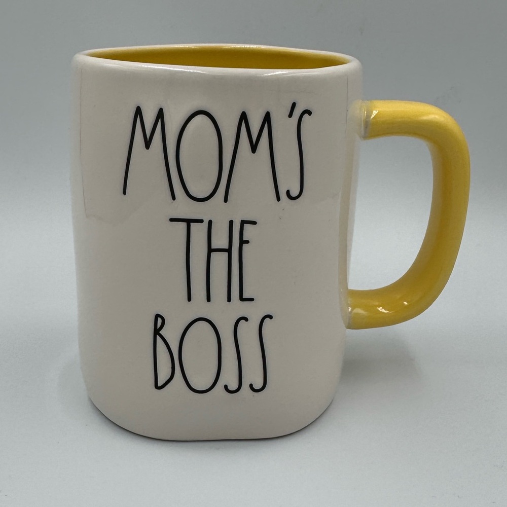 Rae Dunn “Mom's the Boss” White & Yellow Coffee Mug